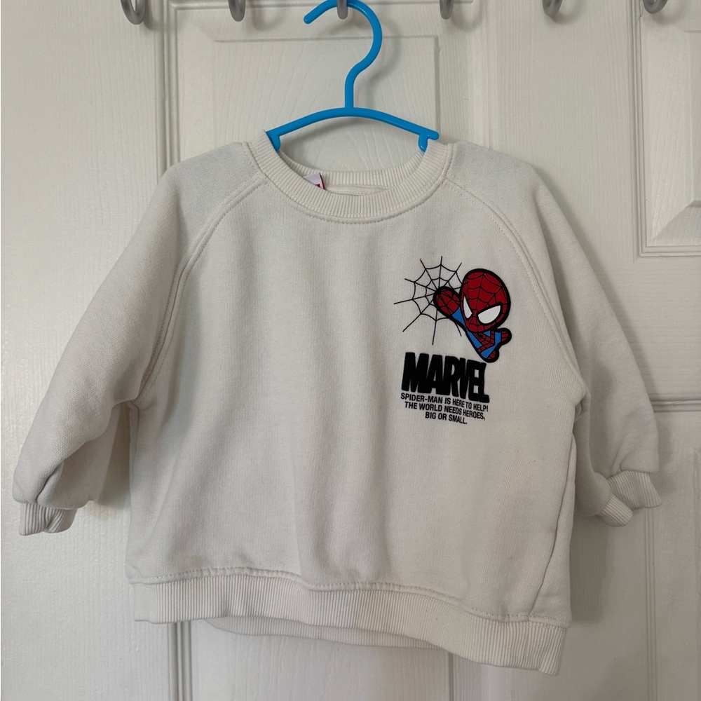 Zara Kids White Spider-Man Crew Neck 2T